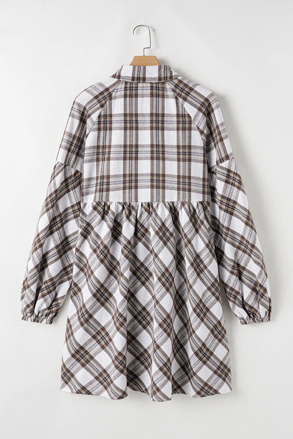 Plaid Long Sleeve Mini Shirt Dress - Free Shipping - Aurelia Clothing