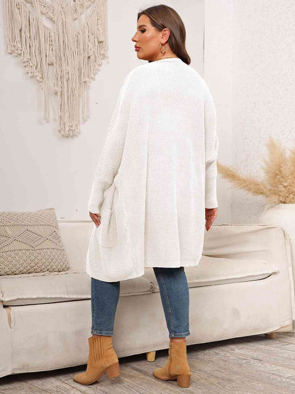 Plus Size Open Front Cardigan With Pockets - Aurelia Clothing