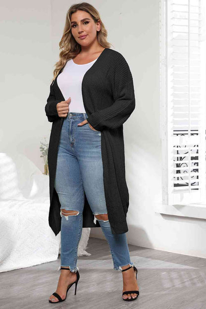 Plus Size Open Front Long Sleeve Cardigan - Free Shipping - Aurelia Clothing