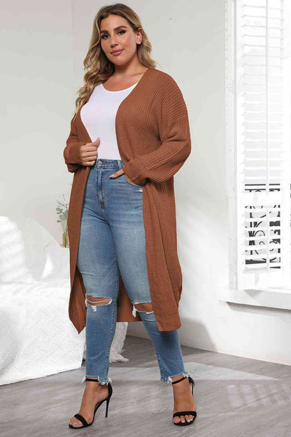 Plus Size Open Front Long Sleeve Cardigan - Free Shipping - Aurelia Clothing