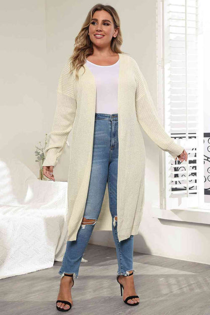 Plus Size Open Front Long Sleeve Cardigan - Free Shipping - Aurelia Clothing