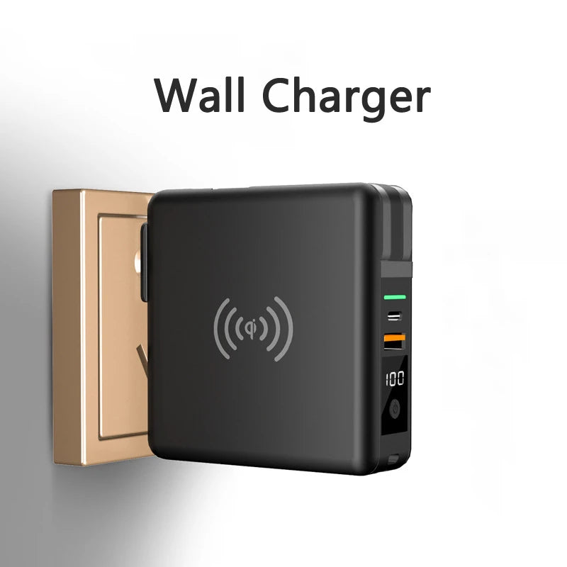 Power Bank 10000mAh With AC Plug 15W Fast Wireless Charging Powerbank USB Type C Mobile Phone Wall Charger for iPhone 14 Xiaomi - Free Shipping - Aurelia Clothing