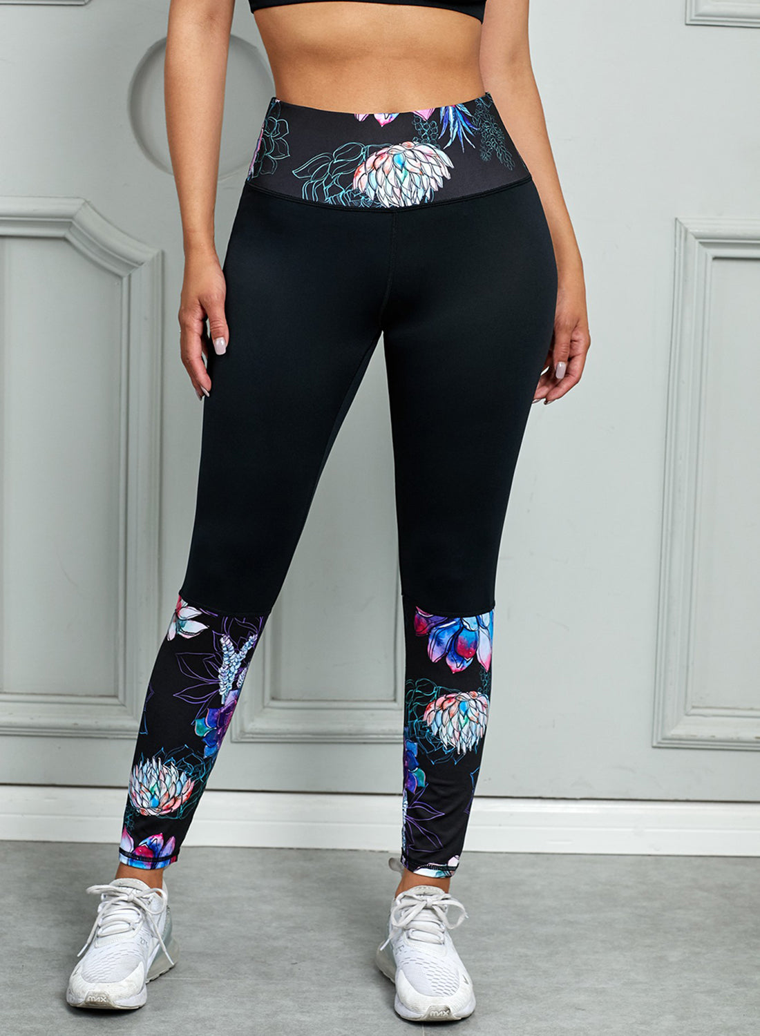 Printed Wide Waistband Active Leggings - Free Shipping - Aurelia Clothing