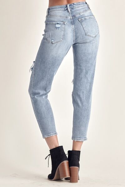 RISEN Distressed Slim Cropped Jeans - Aurelia Clothing