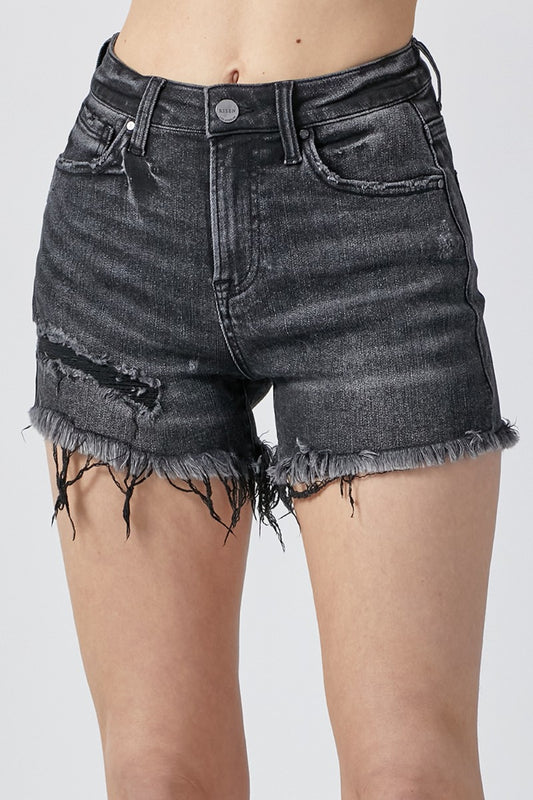 RISEN Raw Hem Denim Shorts with Pockets - Aurelia Clothing