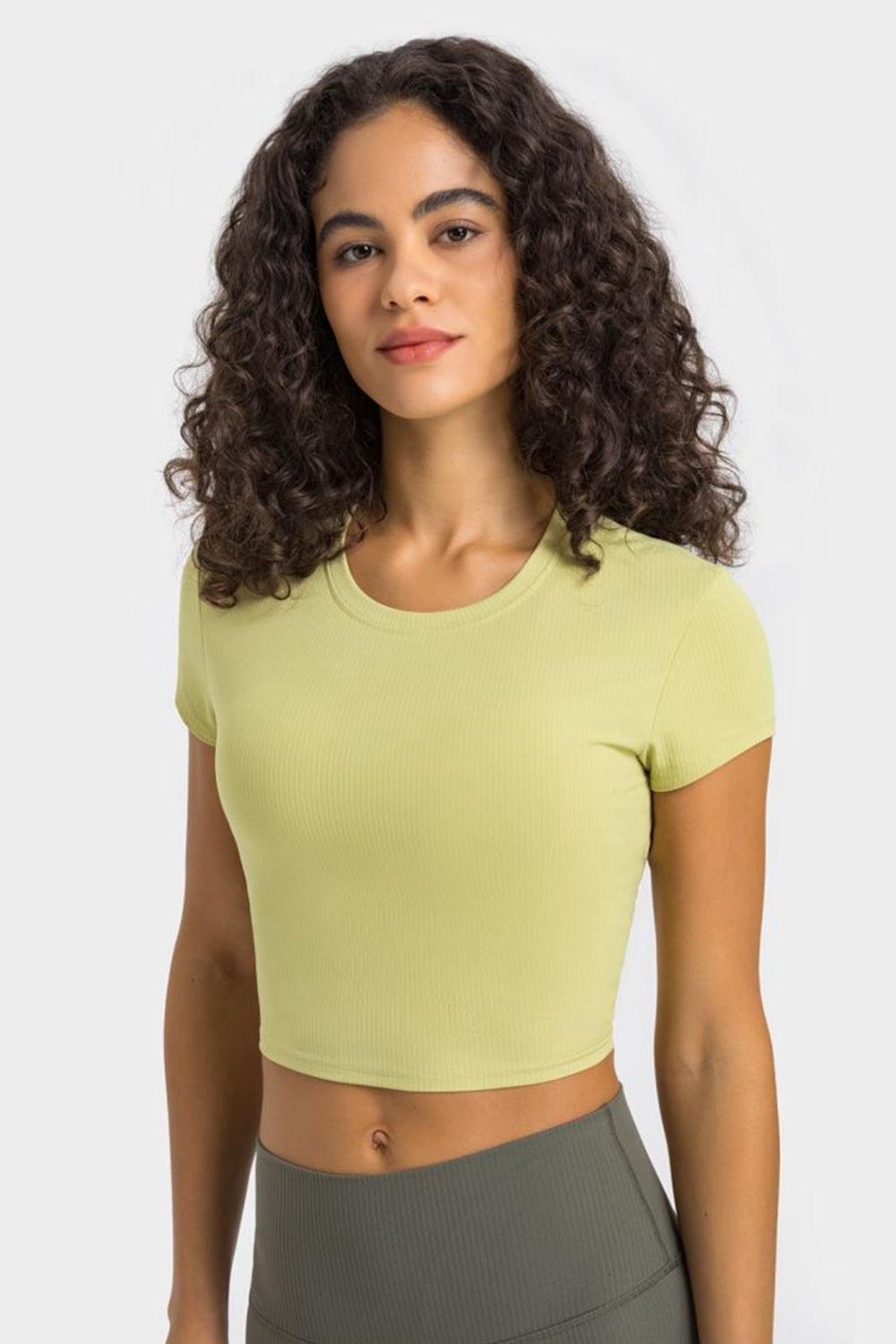 Round Neck Short Sleeve Cropped Sports T-Shirt - Aurelia Clothing