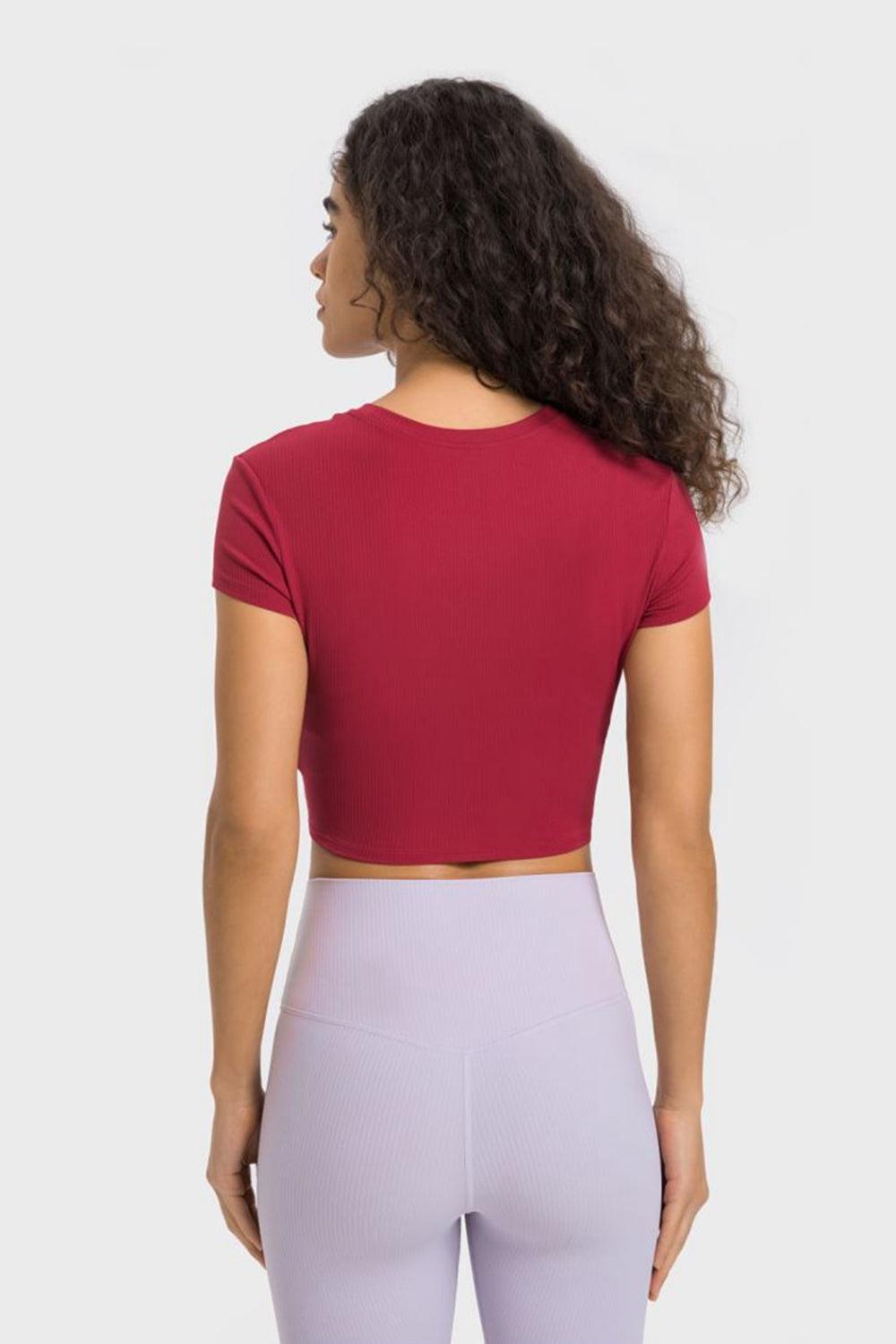 Round Neck Short Sleeve Cropped Sports T-Shirt - Aurelia Clothing