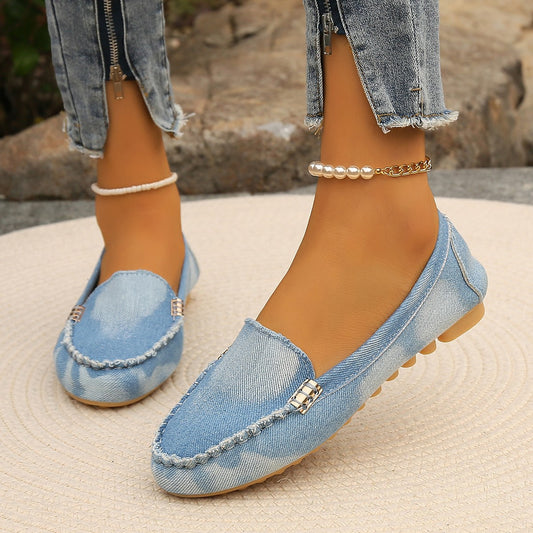 Round Toe Flat Loafers - Aurelia Clothing