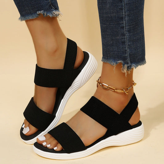 Rubber Open Toe Low Heel Sandals - Aurelia Clothing