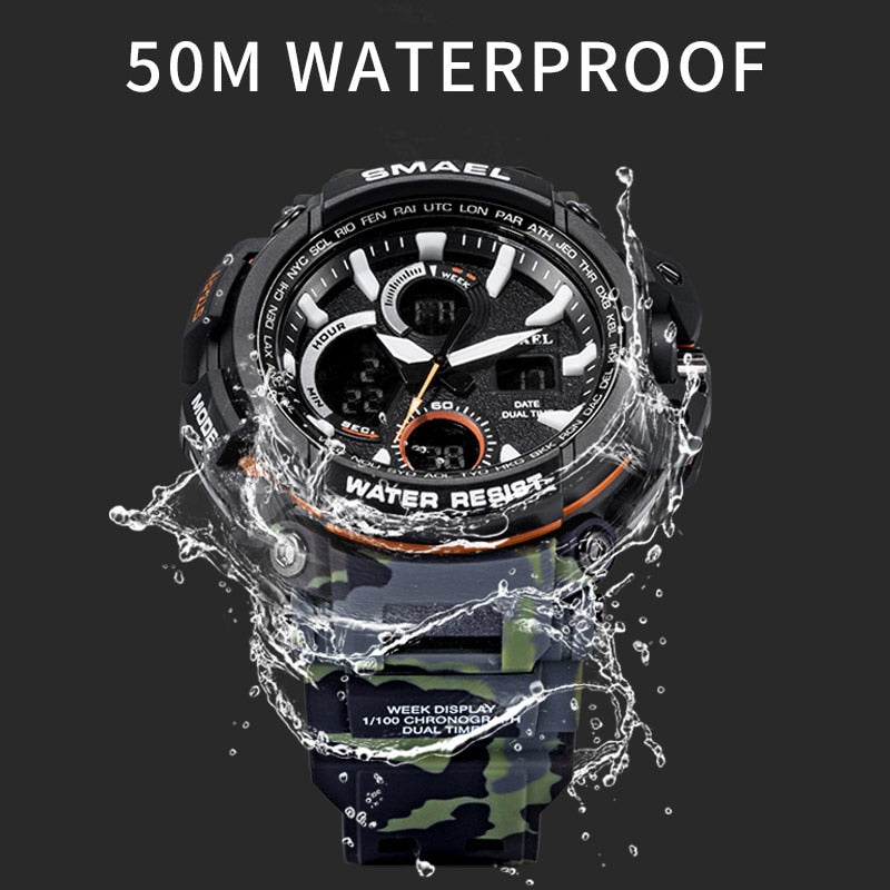 SMAEL 1708B Sport Watches Waterproof Men Watch LED Digital Watch Military Male Clock Relogio Masculino erkek kol saati Men Watch - Free Shipping - Aurelia Clothing