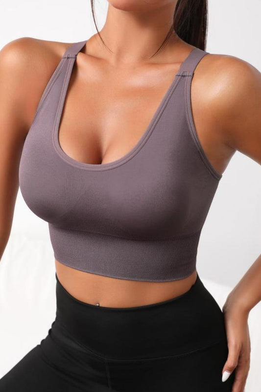 Scoop Neck Long Active Bra - Free Shipping - Aurelia Clothing