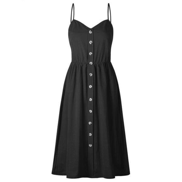 Sexy Suspender Button Pocket Halter Dress - Free Shipping - Aurelia Clothing