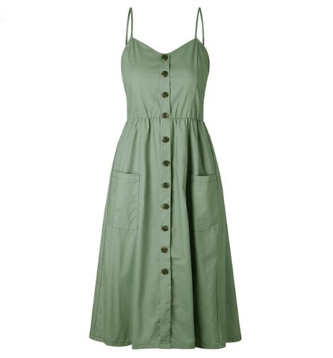 Sexy Suspender Button Pocket Halter Dress - Free Shipping - Aurelia Clothing