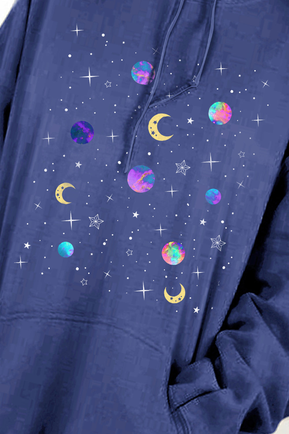 Simply Love Full Size Dropped Shoulder Star & Moon Graphic Hoodie - Aurelia Clothing