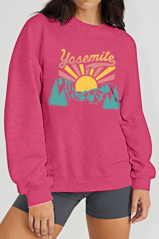 Simply Love Full Size YOSEMITE Graphic Sweatshirt - Aurelia Clothing