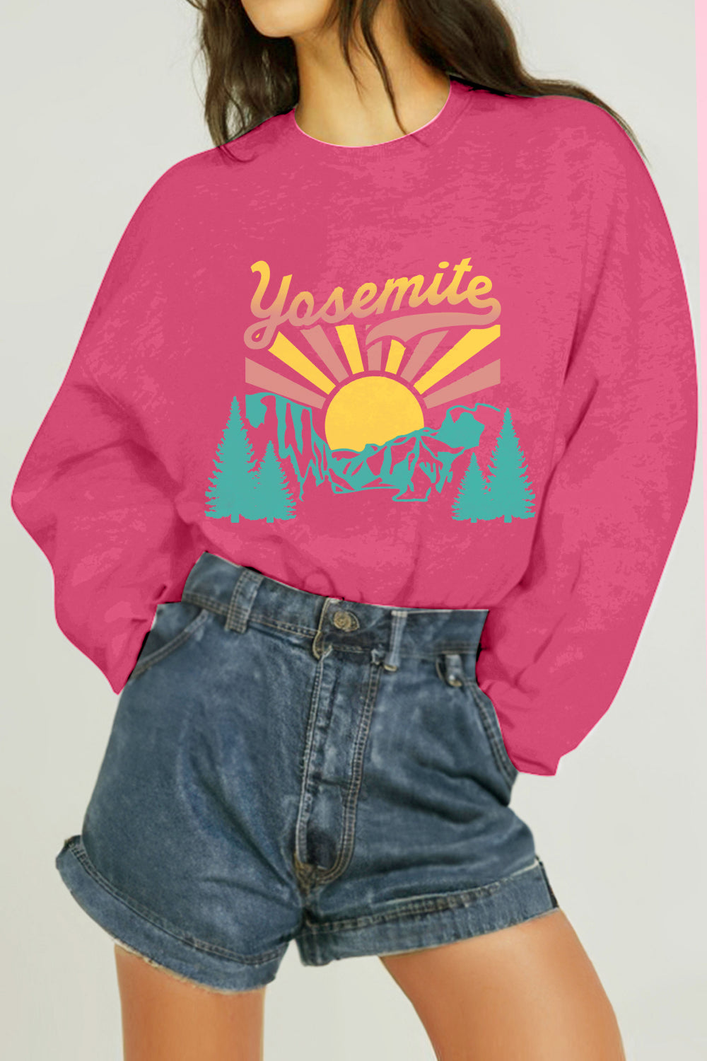 Simply Love Full Size YOSEMITE Graphic Sweatshirt - Aurelia Clothing