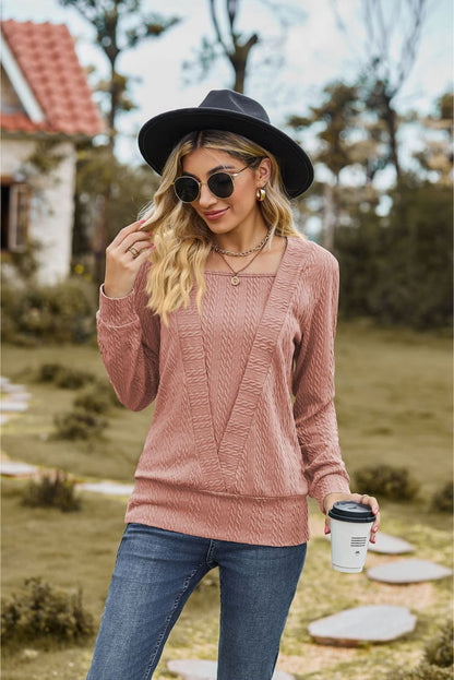 Square Neck Long Sleeve Blouse - Aurelia Clothing