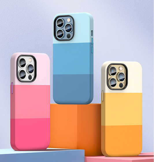 Suitable for Apple iPhone mobile phone case Apple 14Pro Max three color splicing and color blocking anti-drop case cover - Free Shipping - Aurelia Clothing