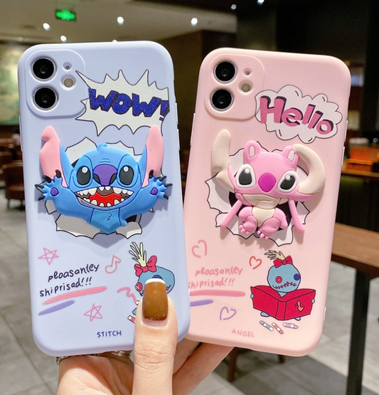 Suitable for iphone13 painted cartoon mobile phone case Apple 14promax Stitch is cute - Free Shipping - Aurelia Clothing