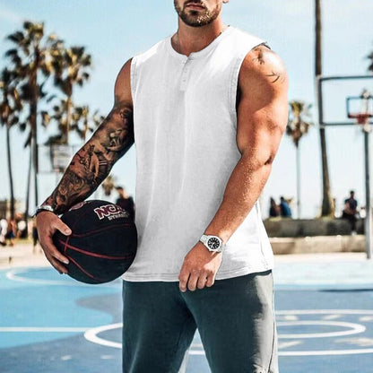 Summer Mens Youth Sports Basketball Tank Top Large Round Neck Button up Sleeveless T shirt Mens Sweetheart - Free Shipping - Aurelia Clothing