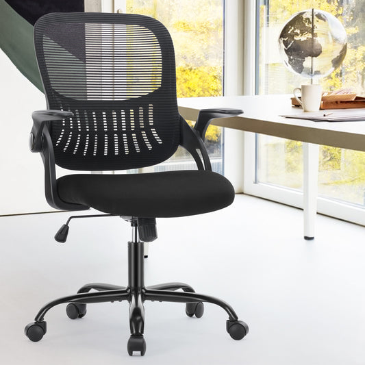 Sweetcrispy Office Mid Back Ergonomic Mesh Computer Desk Larger Seat Executive Height Adjustable Swivel Task Chair with Lumbar Support - Free Shipping - Aurelia Clothing