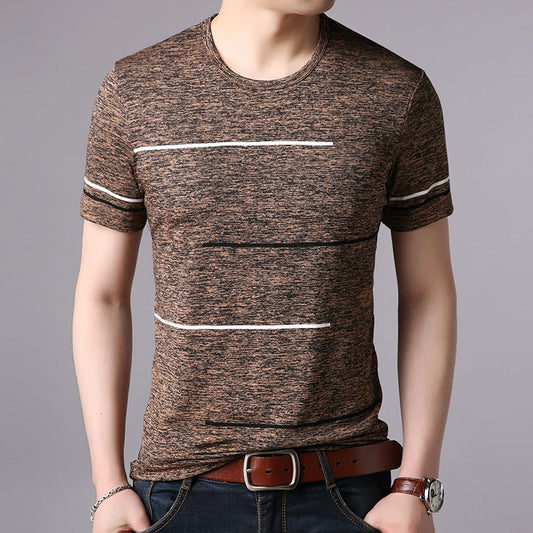 T Shirts Mens Summer O Neck Cotton Trending Streetwear Tops Striped Short Sleev Cool Tee Mens Clothing -  Free Shipping - Aurelia Clothing