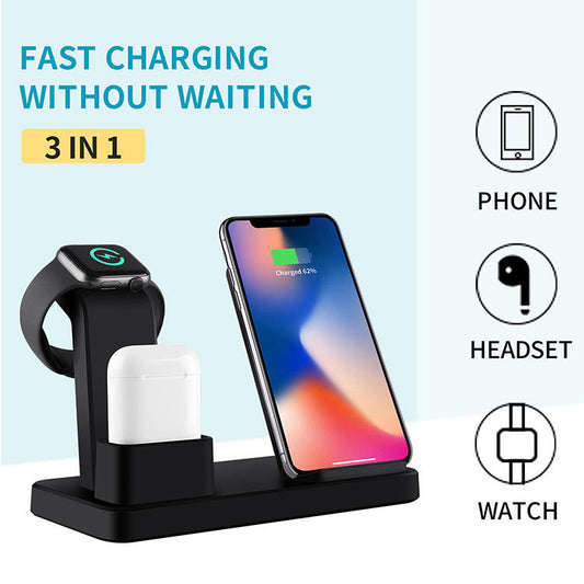 Three in one wireless charger suitable for iPhone earphones watches desktop storage stand 10W wireless fast charger - Free Sjipping - Aurelia Clothing