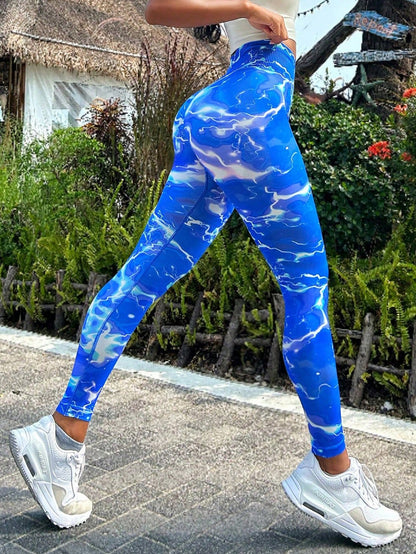 Tie-dye Slim Fit High Waistband Long Active Pants - Free Shipping - Aurelia Clothing