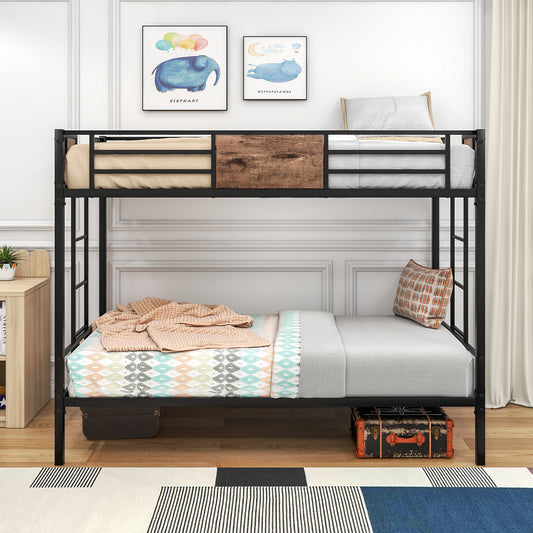 Twin Over Twin Size Metal Bunk Bed Black - Free Shipping - Aurelia Clothing