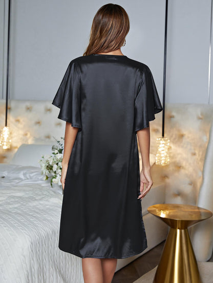 V-Neck Flutter Sleeve Night Gown - Aurelia Clothing