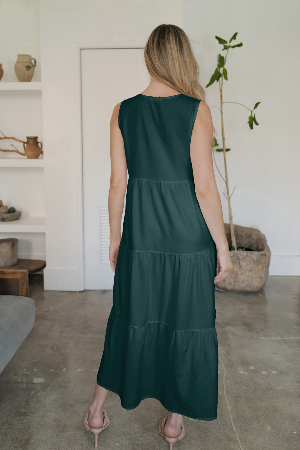 V-Neck Sleeveless Midi Tiered Dress - Free Shiping - Aurelia Clothing