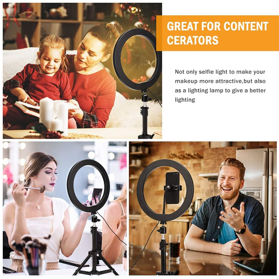 Video Youtube Fill Ring Light Lamp Live COOK 26CM Photography Lighting Phone Ringlight Tripod Stand Photo Led Selfie Bluetooth - Free Shipping - Aurelia Clothing