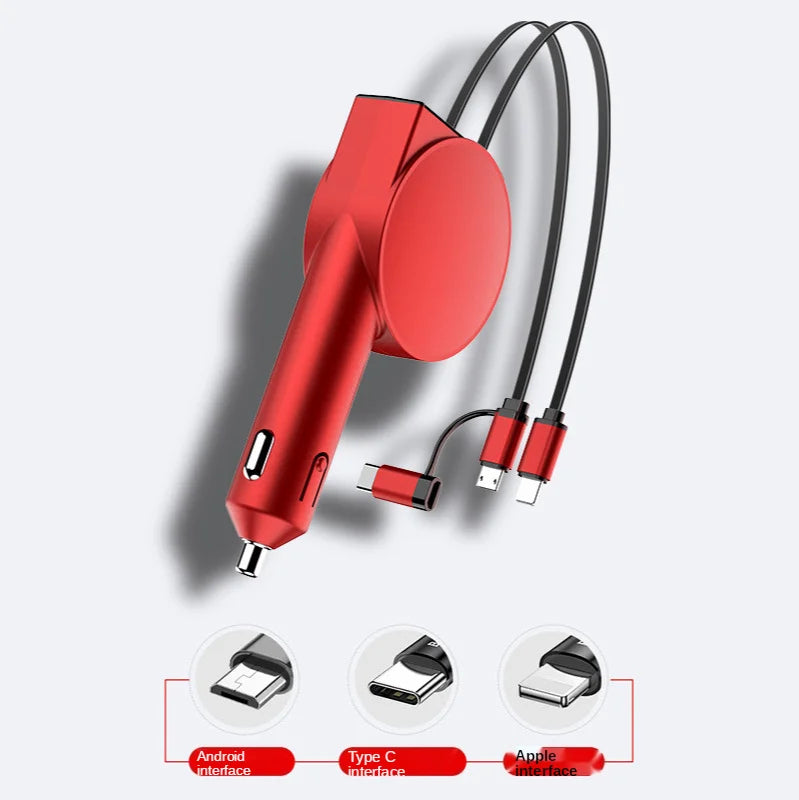 Vogek 3-in-1 Car Charger 60W Super Fast Charging for iPhone Xiaomi Huawei Samsung with Telescopic Charging Cables and Adapters - Free Shipping - Aurelia Clothing