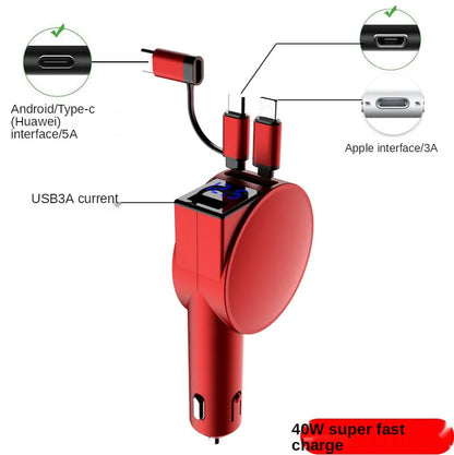 Vogek 3-in-1 Car Charger 60W Super Fast Charging for iPhone Xiaomi Huawei Samsung with Telescopic Charging Cables and Adapters - Free Shipping - Aurelia Clothing