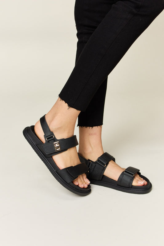 WILD DIVA Velcro Double Strap Slingback Sandals - Aurelia Clothing