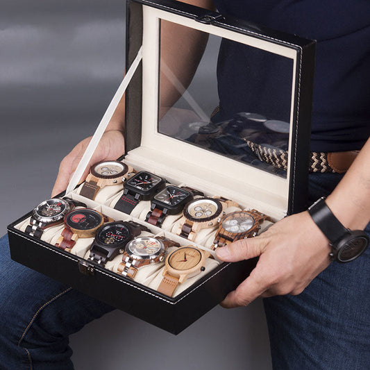 Watches Display Box Organizer Storage Box Leatherette Wrist Watch Holder Jewelry Display Case - Free Shipping - Aurelia Clothing