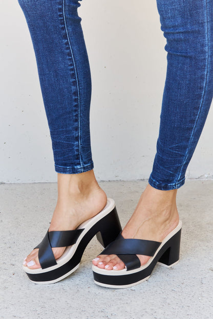 Weeboo Cherish The Moments Contrast Platform Sandals in Black - Aurelia Clothing