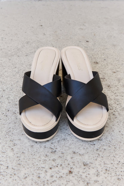 Weeboo Cherish The Moments Contrast Platform Sandals in Black - Aurelia Clothing