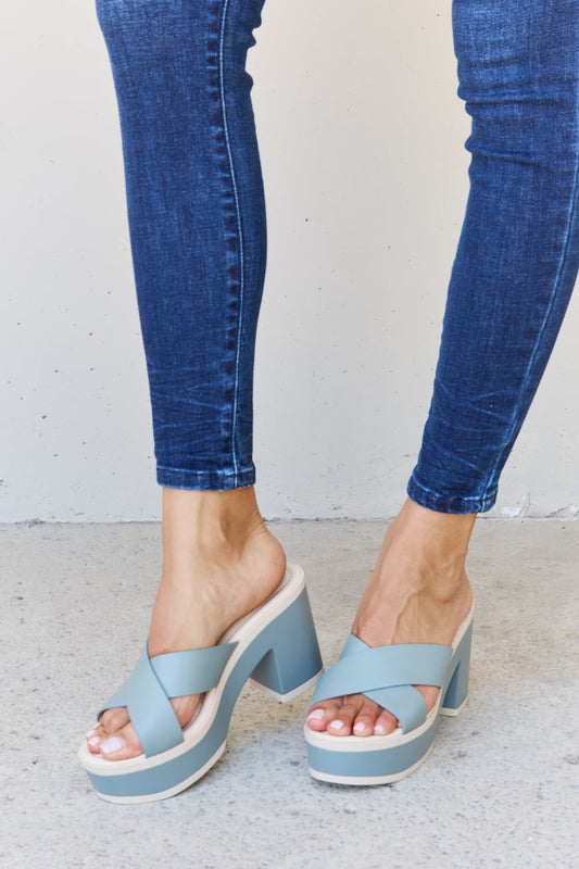 Weeboo Cherish The Moments Contrast Platform Sandals in Misty Blue - Aurelia Clothing