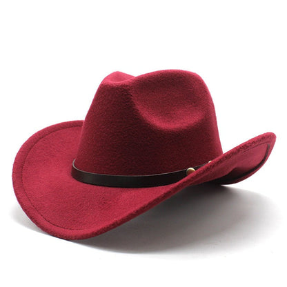 Western United States Denim Hat Felt Hat Mens And Womens Horse Riding Hat Curled Imitation Wool Jazz Hat Denim Hat - Free Parking - Aurelia Clothing