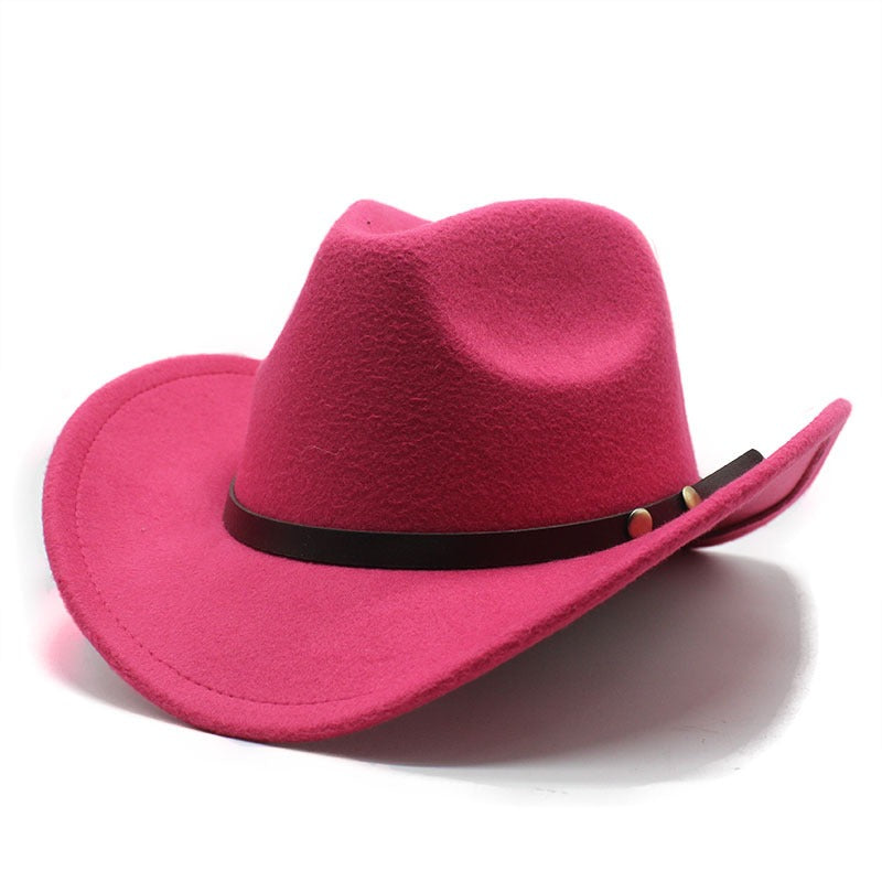 Western United States Denim Hat Felt Hat Mens And Womens Horse Riding Hat Curled Imitation Wool Jazz Hat Denim Hat - Free Parking - Aurelia Clothing