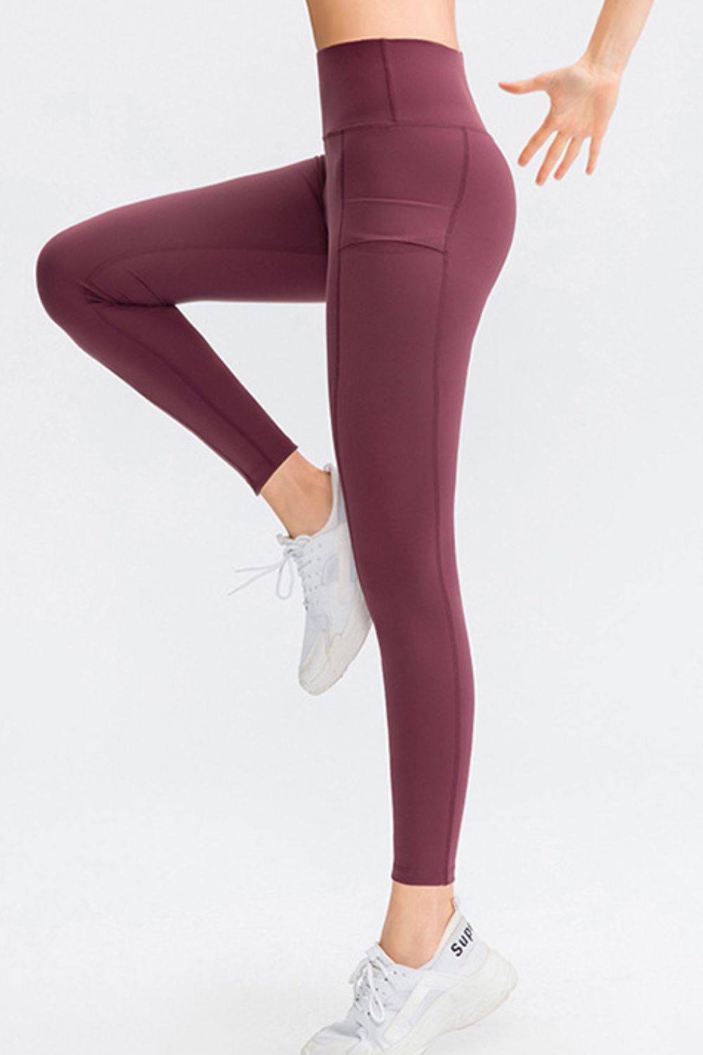 Wide Waistband Slim Fit Long Sports Pants with Pocket - Aurelia Clothing