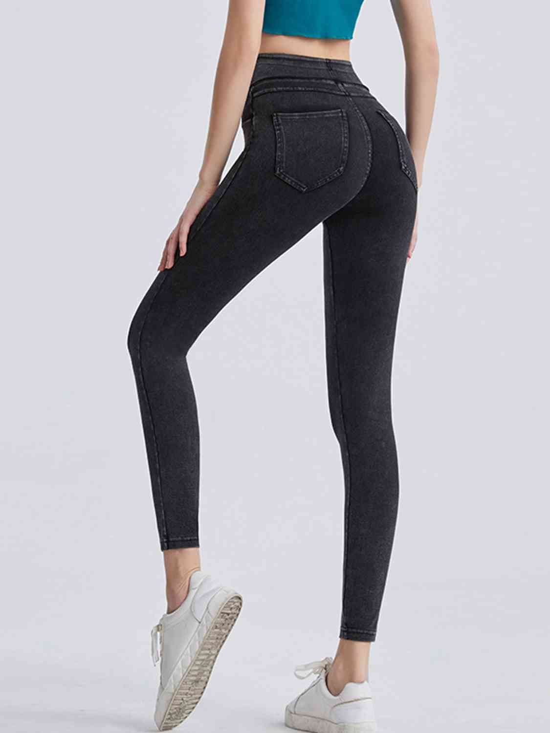 Wide Waistband Sports Leggings - Aurelia Clothing