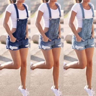 Women Summer Denim Bib Overalls Jeans Shorts Jumpsuits And Rompers Playsuit - Free Shipping - Aurelia Clothing