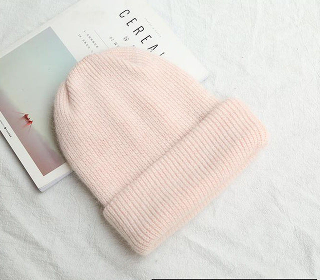 Women knitted Winter Hat female Warm Rabbit fur beanie - Free Shipping - Aurelia Clothing