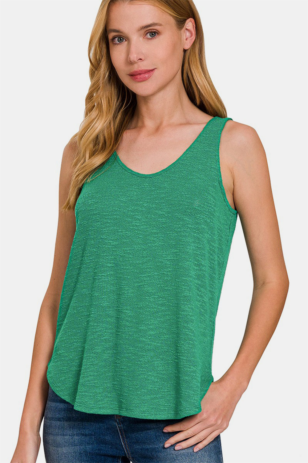 Zenana Curved Hem Round Neck Tank - Aurelia Clothing