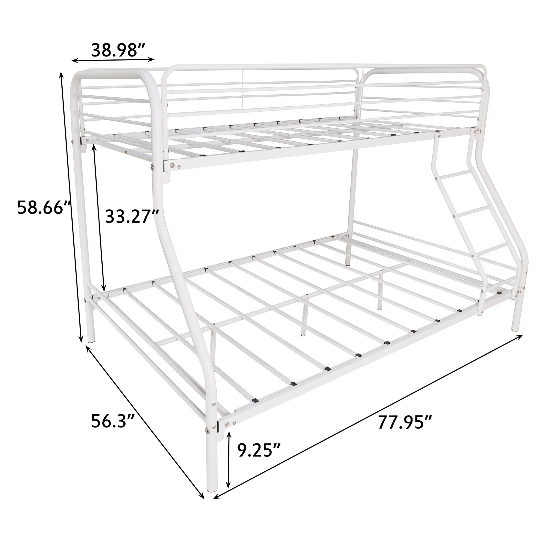 Heavy Duty Twin-Over-Full Metal Bunk Bed, Easy Assembly with Enhanced Upper-Level Guardrail, White - Free Shipping - Aurelia Clothing