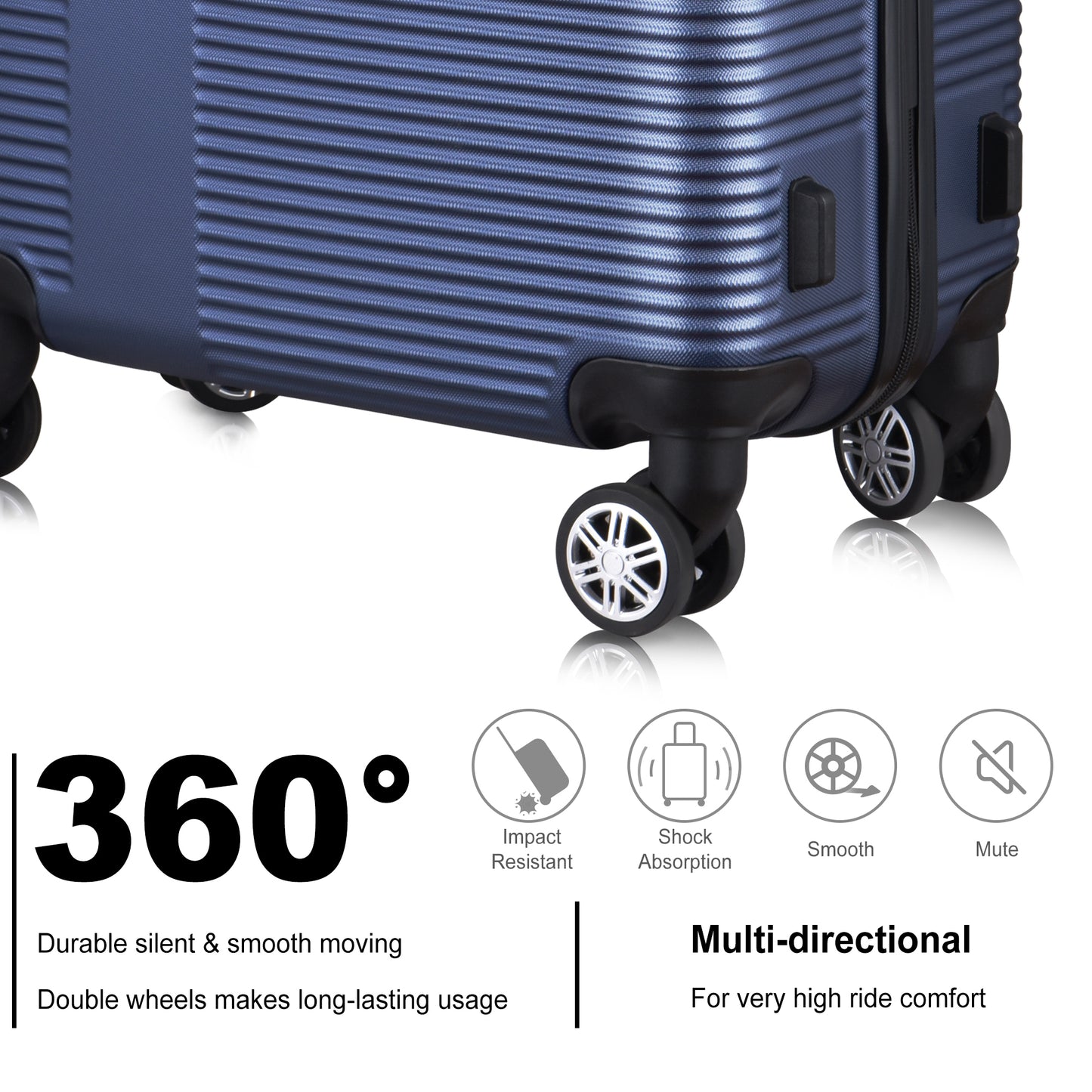 3 Piece Luggage with TSA Lock ABS, Durable Luggage Set, Lightweight Suitcase with Hooks, Spinner Wheels Cross Stripe Luggage Sets 20in/24in/28in - Free Shipping - Aurelia Clothing