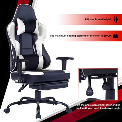 Game chair, ergonomically designed computer chair with headrest and 2D armrests, waist pillow electronic lounge chair with vibration massage function, competitive chair - Free Shipping - Aurelia Clothing