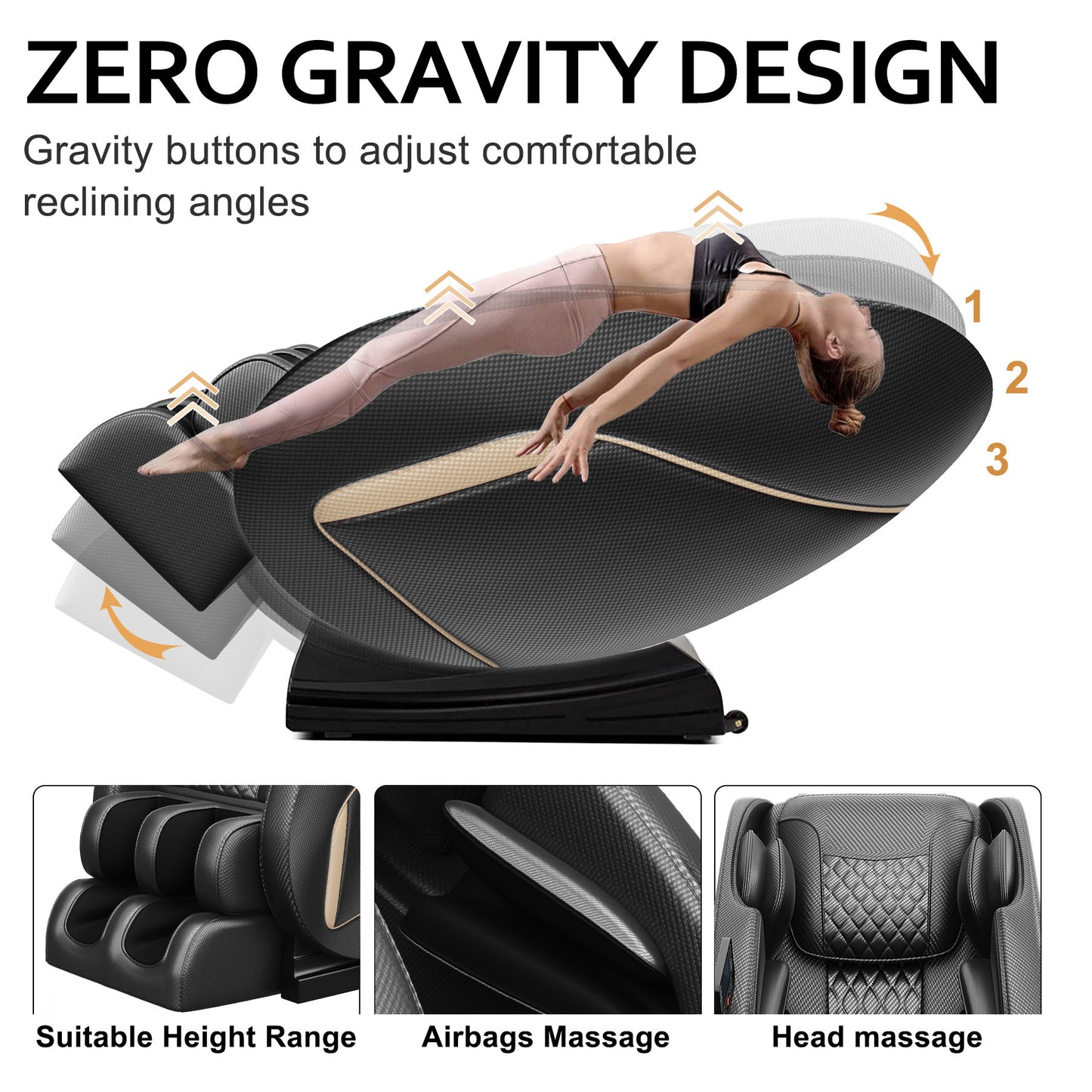 Massage Chair Blue-Tooth Connection and Speaker, Easy to Use at Home and in The Office and Recliner with Zero Gravity with Full Body Air Pressure, 001, 50D x 26W x 40H in, Black3 - Free Shipp - Aurelia Clothing